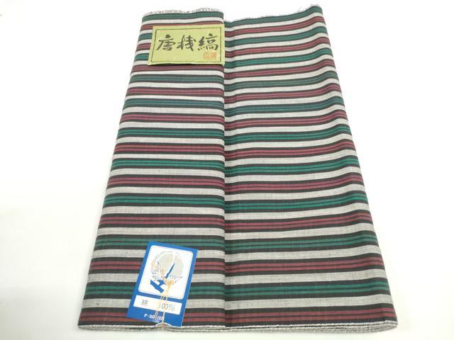 平和屋着物*夏物 浴衣 反物 着尺 唐桟縞 綿 未使用 DABD7972zzz
