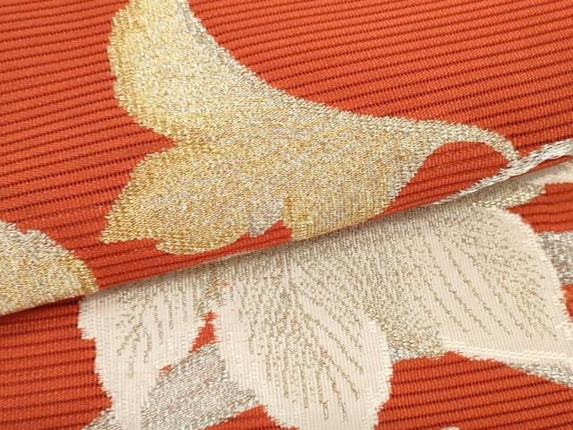 平和屋着物*夏物 西陣 京の名門 じゅらく謹製 名古屋帯 帯反物 絽綴れ 蔦の葉文 金糸 証紙付き 逸品 未使用 DABD7981zzz