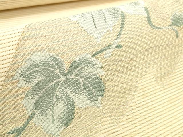 平和屋着物*夏物 西陣 京の名門 じゅらく謹製 名古屋帯 帯反物 絽綴れ 蔦の葉文 金糸 証紙付き 未使用 DABD7982zzz