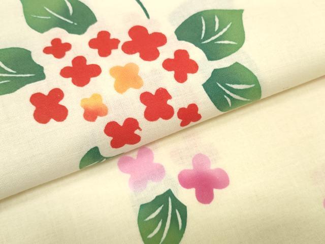 平和屋着物*夏物 竺仙鑑製 浴衣 反物 着尺 紫陽花 アジサイ 証紙付き 綿 逸品 未使用 DABD7999zzz