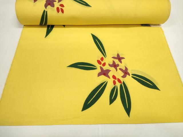 平和屋着物*夏物 竺仙鑑製 浴衣 反物 着尺 草花文 証紙付き 綿 逸品 未使用 DABD8001zzz