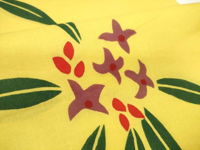 平和屋着物*夏物 竺仙鑑製 浴衣 反物 着尺 草花文 証紙付き 綿 逸品 未使用 DABD8001zzz