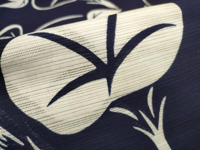 平和屋着物*夏物 竺仙鑑製 浴衣 反物 着尺 綿絽 朝顔 アサガオ 証紙付き 綿 逸品 未使用 DABD8008zzz