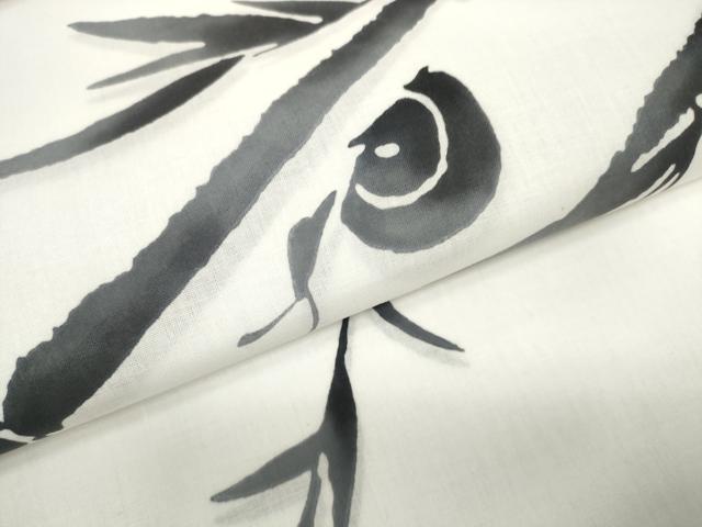 平和屋着物*夏物 浴衣 反物 着尺 四季の花本染 笹竹に蝸牛 カタツムリ 綿 未使用 DABD8044zzz