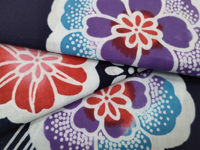 平和屋着物*夏物 浴衣 反物 着尺 舞花文 綿 未使用 DABD8119zzz