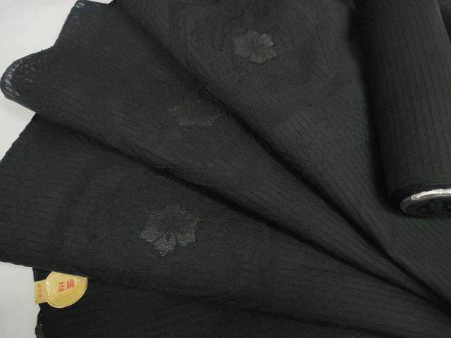 平和屋着物*夏物 西陣 名古屋帯 帯反物 黒共帯 亀甲花文 証紙付き 逸品 未使用 DABD8123zzz