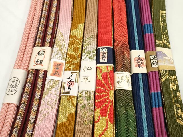 平和屋着物●和装小物 帯締め10本セット 伊賀手組紐 組紐 高麗組 冠組 金糸 逸品 未使用 DABD8138zzz