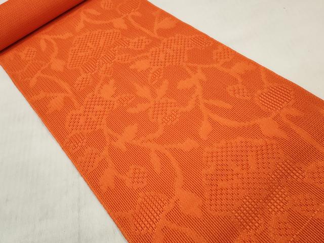 平和屋着物*夏物 名古屋帯 帯反物 花繋ぎ 丹色 未使用 DABD8193zzz