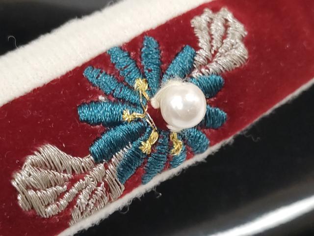 平和屋着物▼和装小物 和装草履 刺繍 ベロア 菊 パール付き 逸品 DABD8249zzz