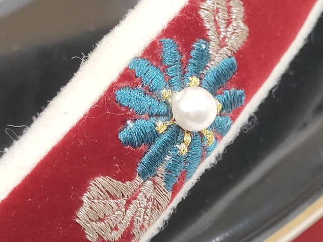 平和屋着物▼和装小物 和装草履 刺繍 ベロア 菊 パール付き 逸品 DABD8250zzz