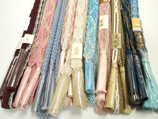 平和屋着物*夏物 和装小物 帯締め10本セット レース織 手組紐 組紐 金糸 正絹 逸品 未使用 DABD8285zzz