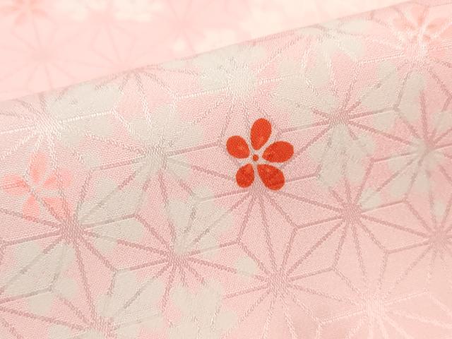 平和屋着物▼長襦袢 反物 着尺 麻の葉地紋 花散らし 東レシルック 洗える着物 未使用 DABD8345zzz