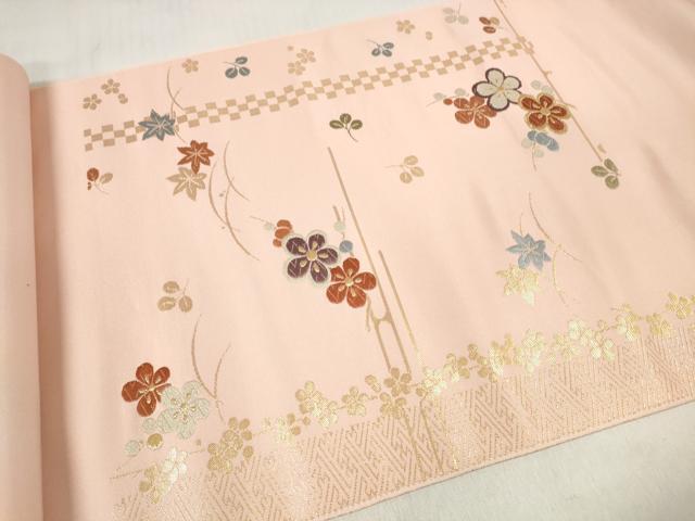 平和屋着物▼西陣 しらえ織物謹製 名古屋帯 帯反物 唐織 芝花文 金糸 証紙付き 逸品 未使用 DABD8371zzz