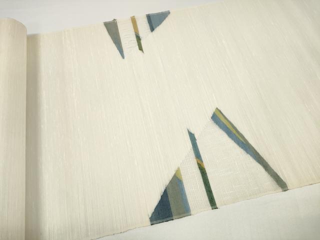 平和屋着物*夏物 西陣 宮階織物 宮繍苑 里葉 名古屋帯 帯反物 抽象文様 証紙付き 逸品 未使用 DABD8422zzz