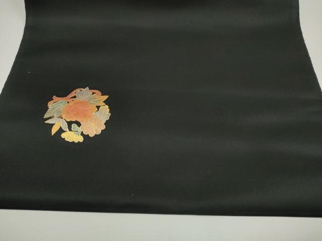 平和屋着物●西陣 名古屋帯 帯反物 螺鈿 愛彩野 舞蝶花鳥文 黒地 金糸 引箔 証紙付き 逸品 未使用 DABD8458zzz