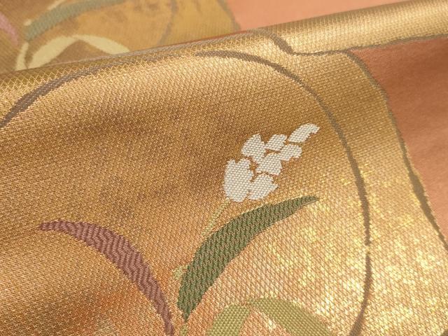 平和屋着物●西陣 名古屋帯 帯反物 趣三昧 色紙花丸文 金糸 証紙付き 逸品 未使用 DABD8461zzz