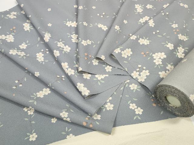 平和屋着物●小紋 反物 着尺 枝桜 逸品 未使用 DABD8495zzz