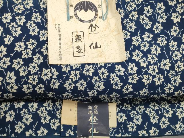 平和屋着物*夏物 竺仙鑑製 浴衣 反物 着尺 楓尽くし 証紙付き 綿 逸品 未使用 DABD8502zzz