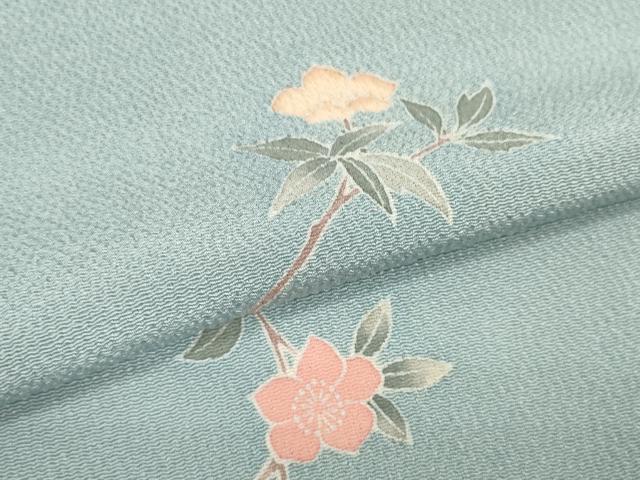 平和屋着物●小紋 反物 着尺 枝花文 鬼しぼ縮緬 逸品 未使用 DABD8510zzz