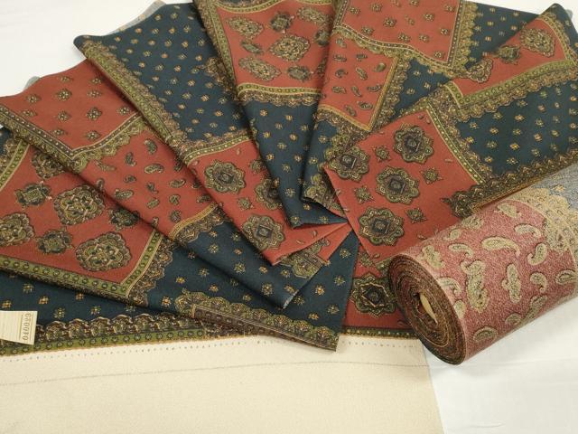 平和屋着物●小紋 反物 着尺 洋花文 ペイズリー柄 鬼しぼ縮緬 逸品 未使用 DABD8514zzz