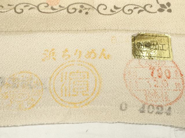 平和屋着物●小紋 反物 着尺 友禅開花 絵師:深尾辰次 型彫師:新田泰三 染師:水谷滉 色紙人物鳳凰文 逸品 未使用 DABD8515zzz