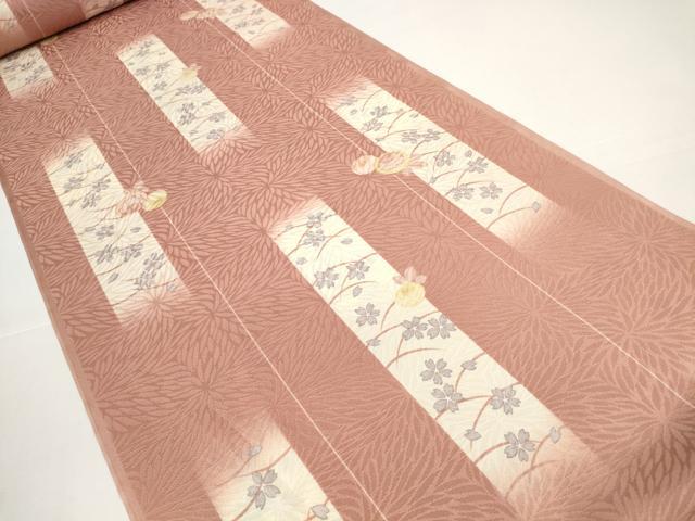 平和屋着物●長襦袢 反物 着尺 彩めぐり 短冊芝桜文 万寿菊 逸品 未使用 DABD8541zzz