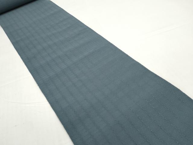 平和屋着物●男性 爪掻き本綴れ 角帯 帯反物 格子 鉄御納戸色 逸品 未使用 DABD8567zzz