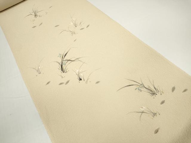 平和屋着物●染色作家 桐山紫香 手描き 付下げ 反物 着尺 八掛付き 露草 逸品 未使用 DABD8574zzz