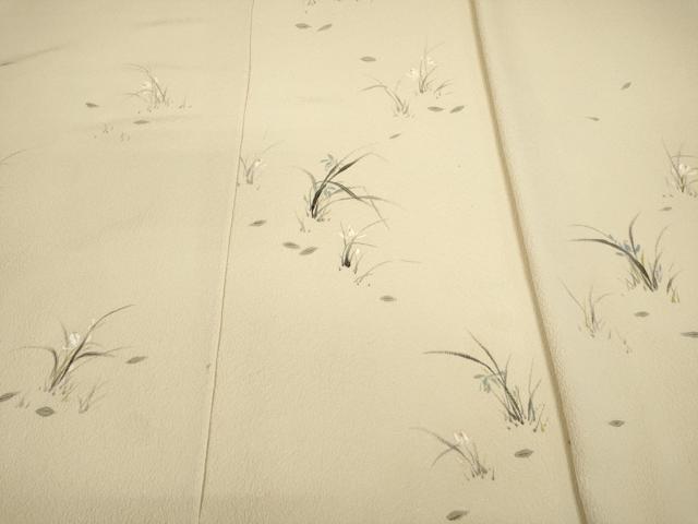 平和屋着物●染色作家 桐山紫香 手描き 付下げ 反物 着尺 八掛付き 露草 逸品 未使用 DABD8574zzz