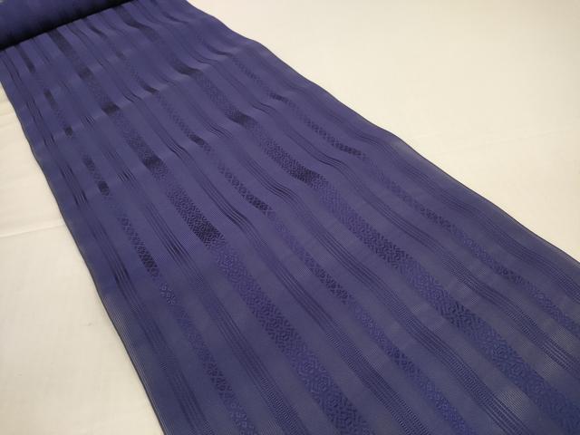 平和屋着物*夏物 本場筑前博多織 名古屋帯 帯反物 紗献上 紺藍色 証紙付き 逸品 未使用 DABD8580zzz