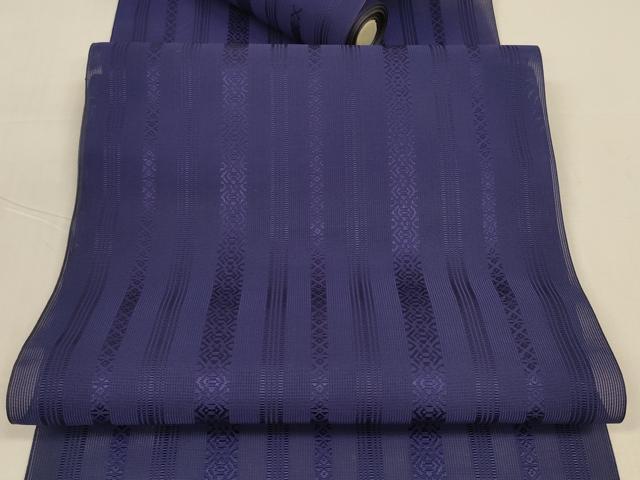 平和屋着物*夏物 本場筑前博多織 名古屋帯 帯反物 紗献上 紺藍色 証紙付き 逸品 未使用 DABD8580zzz