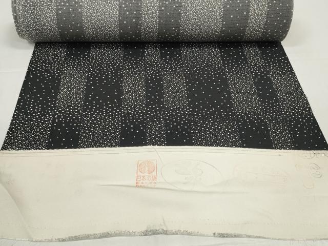 平和屋着物*夏物 小紋 反物 着尺 絽 五泉 市松文様 大小霰 黒地 証紙付き 逸品 未使用 DABD8617zzz