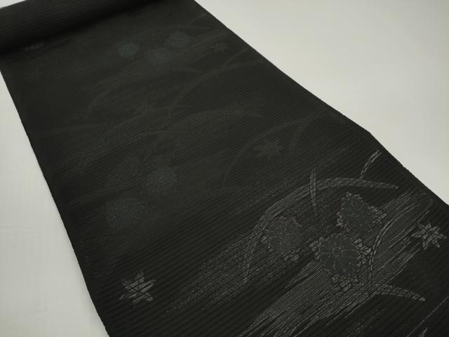 平和屋着物*夏物 西陣 田中伝謹製 名古屋帯 帯反物 黒共帯 琉球藍下染 礼宝 芝菊文 証紙付き 逸品 未使用 DABD8637zzz