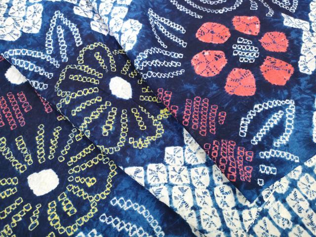 平和屋着物*夏物 有松鳴海絞り 浴衣 反物 着尺 花繋ぎ 綿 逸品 未使用 DABD8639zzz