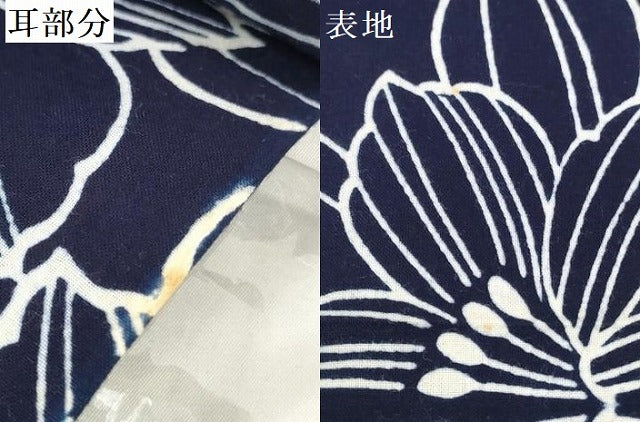 平和屋着物*夏物 浴衣 反物 着尺 注染 花尽くし 紺地 綿 逸品 未使用 DABD8655zzz