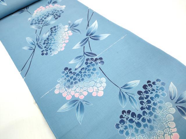 平和屋着物*夏物 浴衣 反物 着尺 三勝染 注染 紫陽花 アジサイ 綿 逸品 未使用 DABD8658zzz