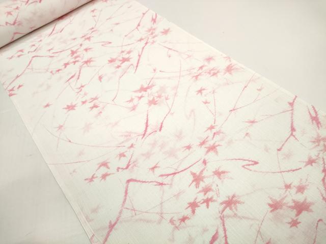 平和屋着物*夏物 小紋 反物 着尺 枝楓文 東レシルック 洗える着物 未使用 DABD8683zzz