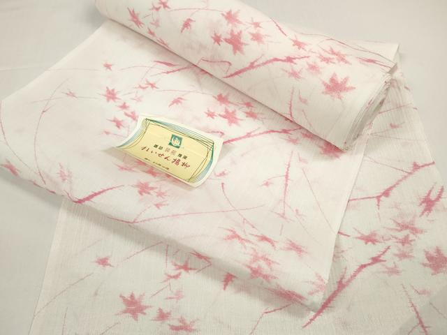 平和屋着物*夏物 小紋 反物 着尺 枝楓文 東レシルック 洗える着物 未使用 DABD8683zzz