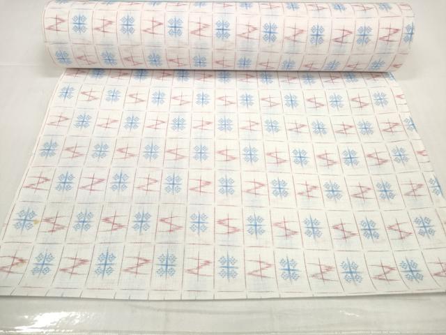 平和屋着物*夏物 夏上布 小紋 反物 着尺 絣文様 未使用 DABD8693zzz