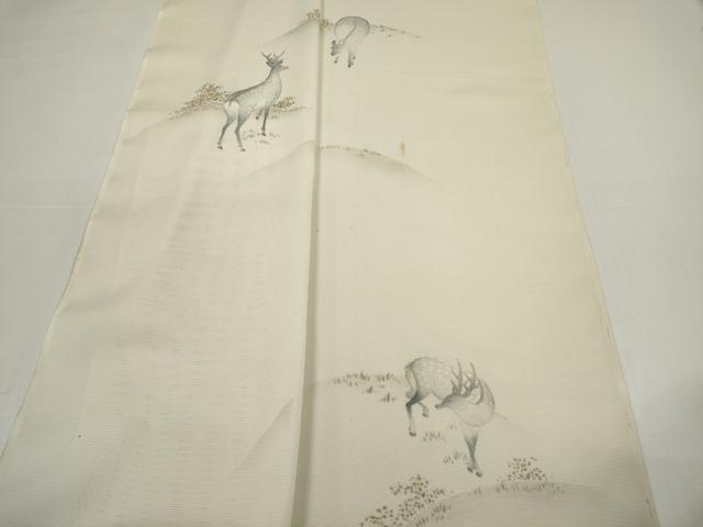平和屋着物*夏物 付下げ 反物 着尺 絽 五泉 手描き 鹿 シカ 逸品 未使用 DABD8717zzz