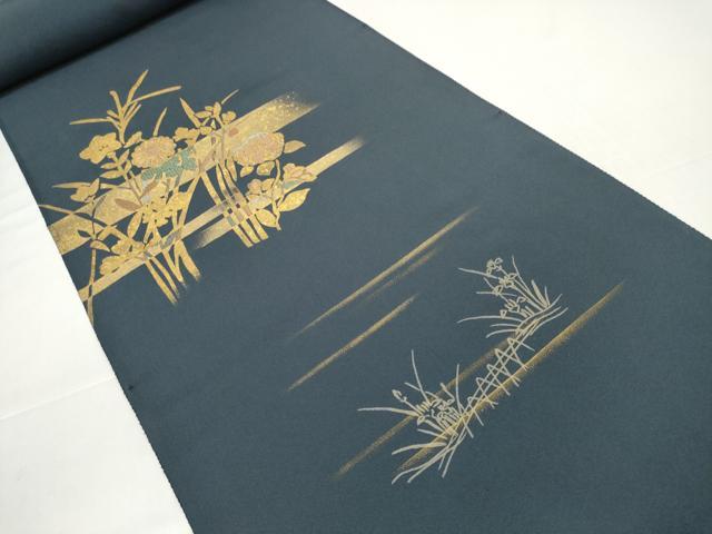 平和屋着物●付下げ 反物 着尺 岡田玉洋 竹屋町刺繍 草花文 金彩 上代25万 逸品 未使用 DABD8730zzz