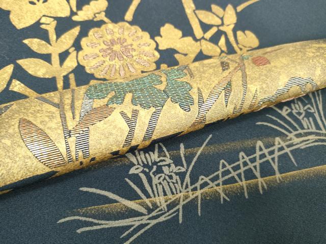 平和屋着物●付下げ 反物 着尺 岡田玉洋 竹屋町刺繍 草花文 金彩 上代25万 逸品 未使用 DABD8730zzz