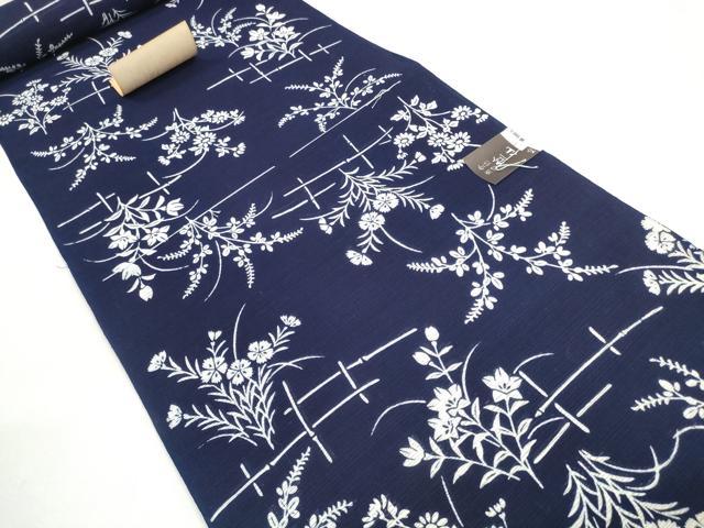 平和屋着物*夏物 竺仙鑑製 浴衣 反物 着尺 綿絽 夏の草花 そごう百貨店扱い 証紙付き 綿 逸品 未使用 DABD8829zzz