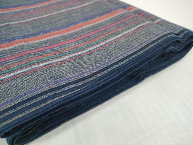平和屋着物*夏物 阿波しじら織 浴衣 反物 着尺 間道 綿 逸品 未使用 DABD8830zzz