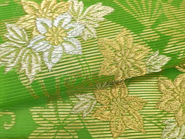 平和屋着物*夏物 名古屋帯 反物 扇面花唐草文 金銀糸 逸品 未使用 DABD8872zzz