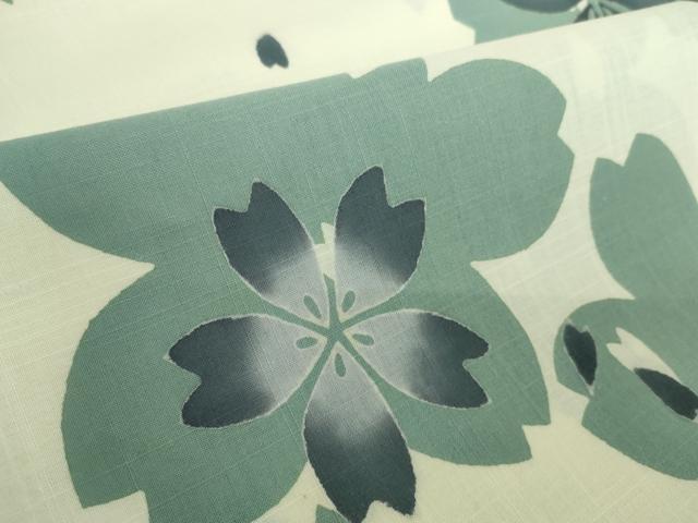 平和屋着物*夏物 浴衣 反物 着尺 注染 舞桜文 市田株式会社 綿 逸品 未使用 DABD8877zzz