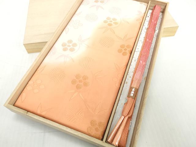 平和屋着物●和装小物 帯締め・帯揚げセット 草花文 笹浪組 金糸 逸品 未使用 DABD8883zzz