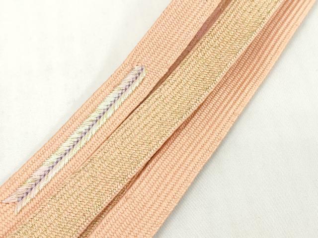 平和屋着物●和装小物 帯締め・帯揚げセット 刺繍 雪輪花松文 金彩 高麗組 金糸 逸品 未使用 DABD8886zzz
