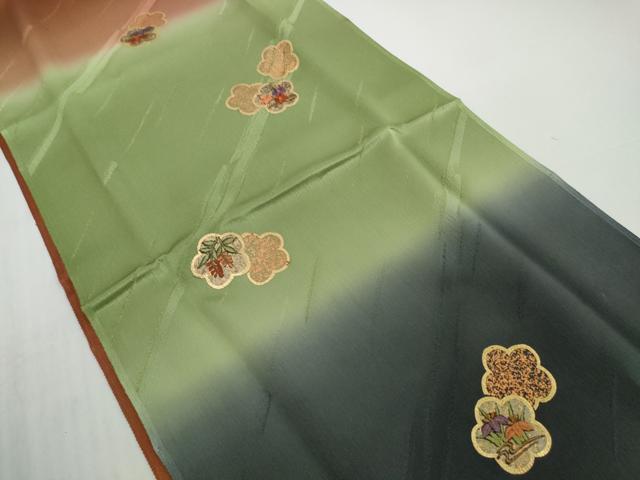 平和屋着物●和装小物 帯締め・帯揚げセット 刺繍 花散らし 金彩 高麗組 金糸 逸品 未使用 DABD8887zzz