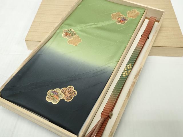 平和屋着物●和装小物 帯締め・帯揚げセット 刺繍 花散らし 金彩 高麗組 金糸 逸品 未使用 DABD8887zzz